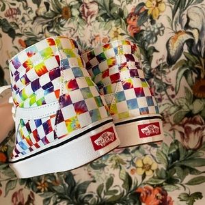 Rainbow checkered high tops